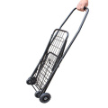 Black Portable Folding Shopping Cart Trolley Basket Grocery Travel Shopping Supermarket Folding Trailer 25KG Bearing 37x32x76cm