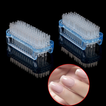 Blue Plastic Nail Art Dust Brush Cleaning Scrubbing Brush Double Sided Hand Nail Brush Cleaner Manicure Tool