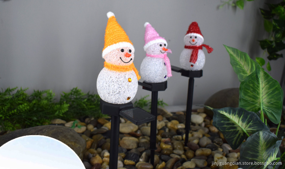 Solar Powered Ground Inserted Snowman Light