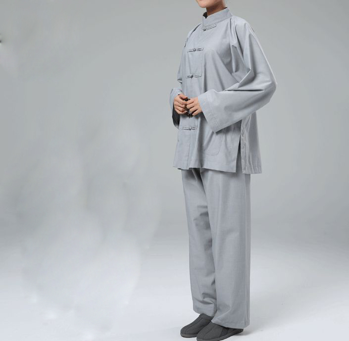 promotion unisex lay zen suit Buddhist monk clothing uniforms Meditation martial arts clothes gray all season