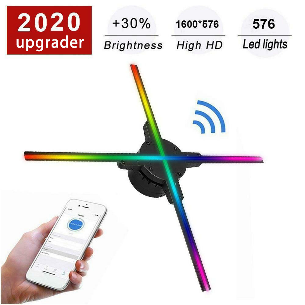 2020 Latest 56CM Wifi /PC 3d Fan Hologram Projector Hologram Fan Lamp 576LED Display Advertising Logo Light Decoration