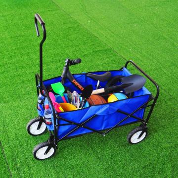 Four Wheel Folding Garden Trolley Cart Wagon Hand Pull Wheelbarrow Garden Beach Shopping Cart Large Capacity Loading 68kg