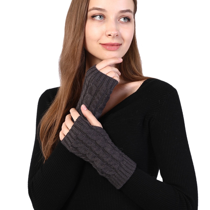 1 Pair Arm Warmers Women Knit Half Finger Gloves Arm Wrist Sleeve Hand Warmer Soft Cozy Mittens Fingerless Gloves Autumn Winter