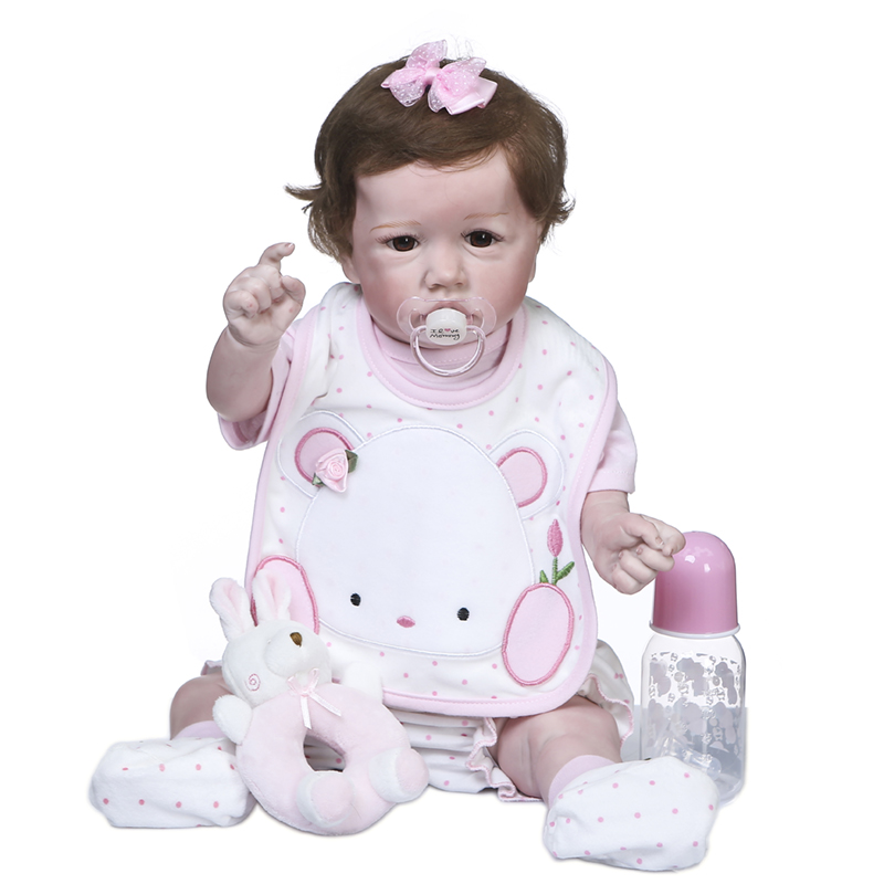 NPK 55CM Saskia popular reborn doll bebe girl reborn toddler full body soft silicone flexible handmade collectible doll