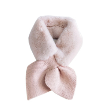 Warm Faux Fur Plush Scarf Ring Style Collar Neck Peach Heart Cross Scarves Knitting Wool Scarf Solid Color Long Skinny