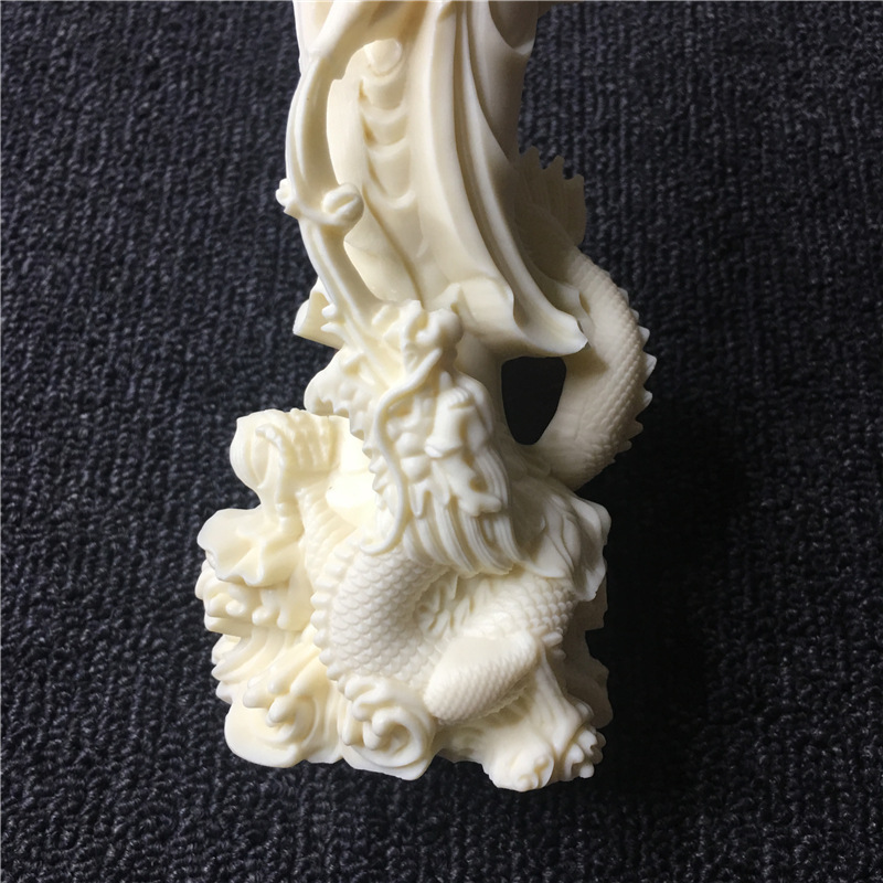 Dragon Guanyin sculpture statue White hand-carved home decoration accessories attic office Buddha statue Decorative gift 17cm