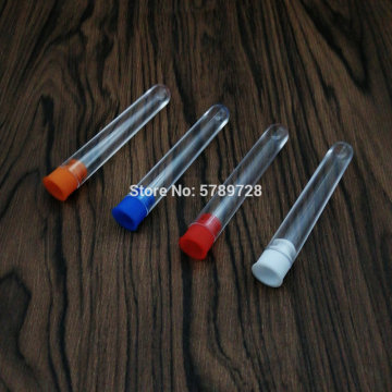 30PCS 12x75mm School Supplies Lab Equipments Clear Plastic Test Tube Round Bottom Tube Vial with plastic color cap,bridal gift