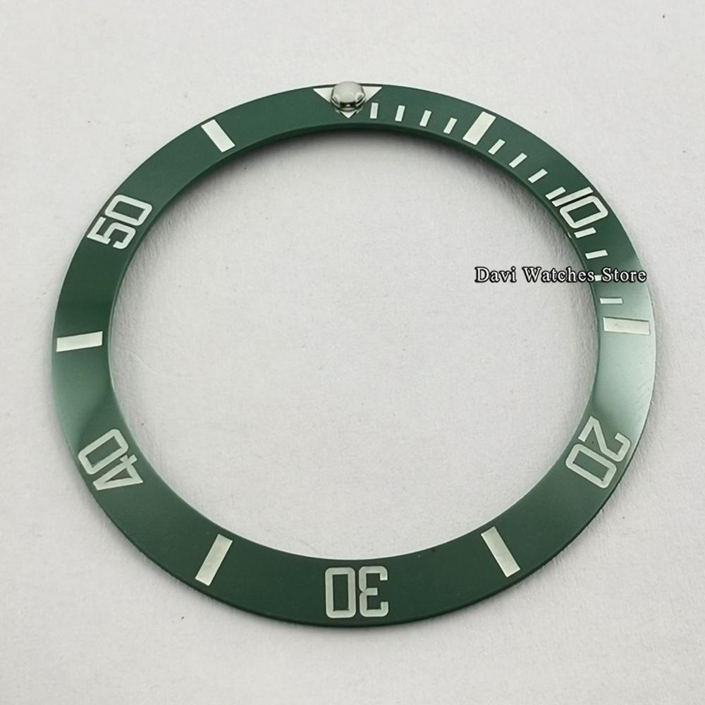 38mm Super Luminous Watch Bezel Insert Black Green Ceramic Bezel Ring Insert Watch Parts Fits For 40mm Watches