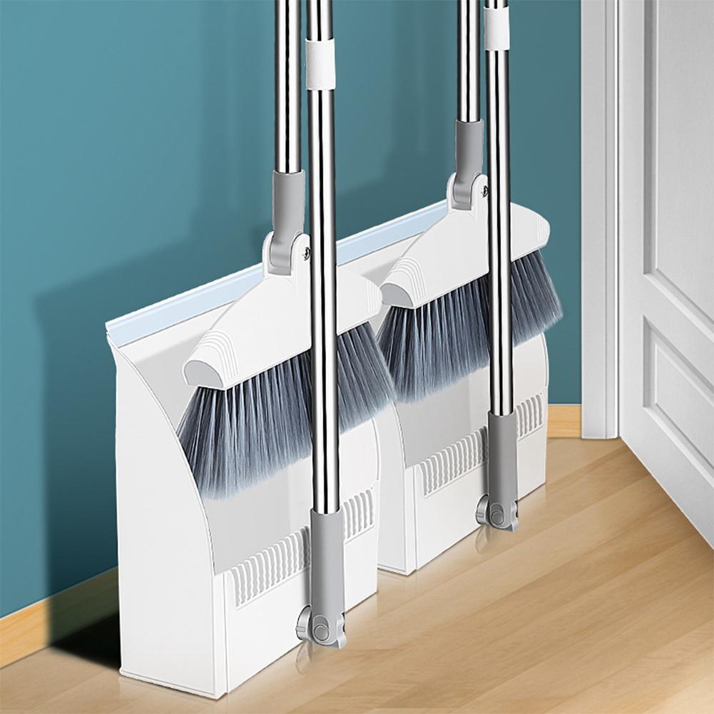 Foldable and standing broom and dustpan set combination With Extendable Broomstick Cleaning Broom Dustpan Set for Home