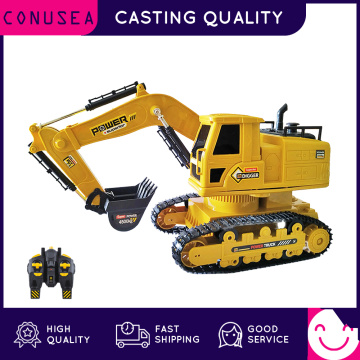 CONUSEA 1:24 RC Truck Caterpillar Tractor Model Engineering Car 2.4GHz Radio Controlled Car 10 Channel RC Excavator Toy for Boy