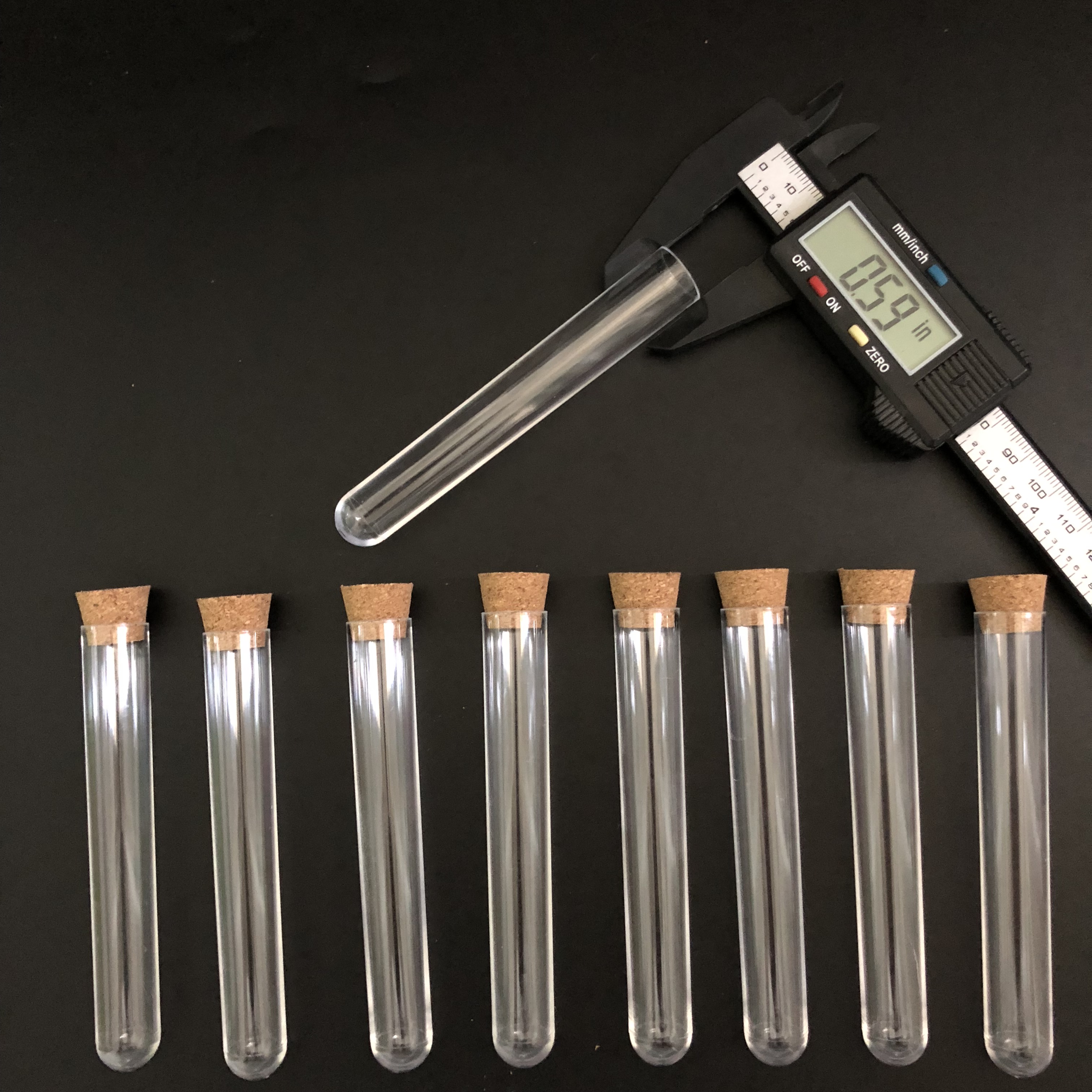 50pcs 15x100mm Clear Plastic test tubes with corks Plastic laboratory test round tube plug lab Transparent plastic tubes vial