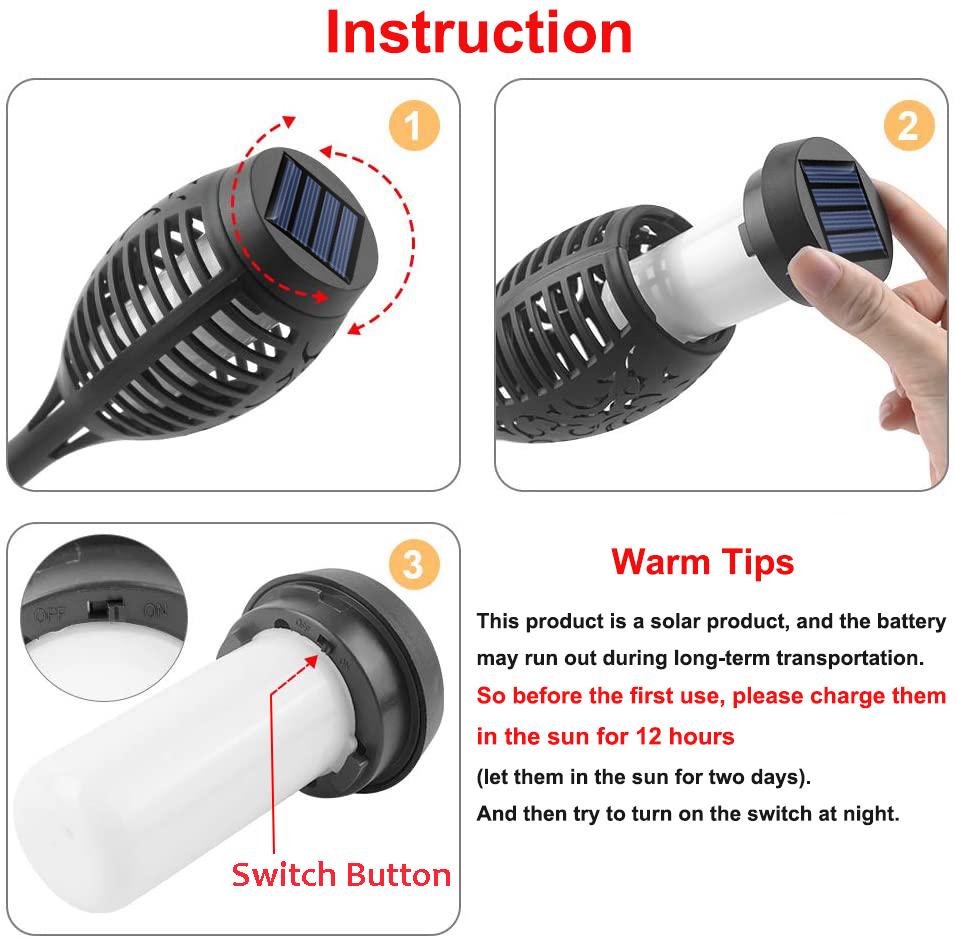 Solar Flame Light Insturction