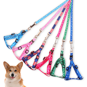 Dog Cat Harness Leash Adjustable Harness Vest Leash Collar Puppy Small Dog Outdoor Walking Portable Chest Back Pet Collar Lead