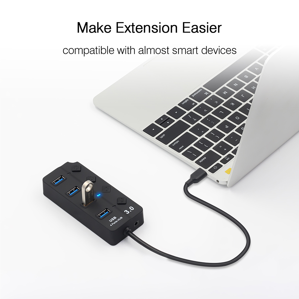 USB Hub 3.0 High Speed 4 / 7 Port USB 3.0 Hub Splitter On/Off Switch with US/EU Power Adapter for MacBook xiaomi Laptop PC