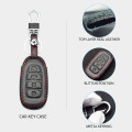 Leather Car Key Case For Hyundai Palisade Grandeur Azera Elantra GT Kona 2018 2019 Smart Remote Fob Protector Cover Accessories