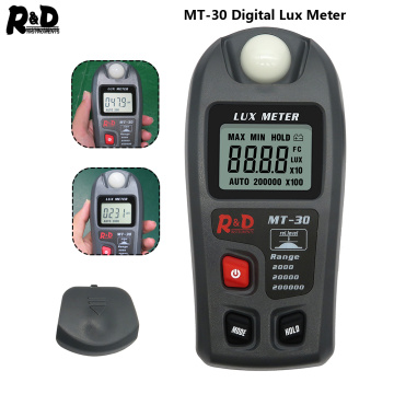 R&D MT30 Lux meter 0~200,000lux Range light meter pocket design illuminometer lux/fc photometer tester Enviromental Testing Grey