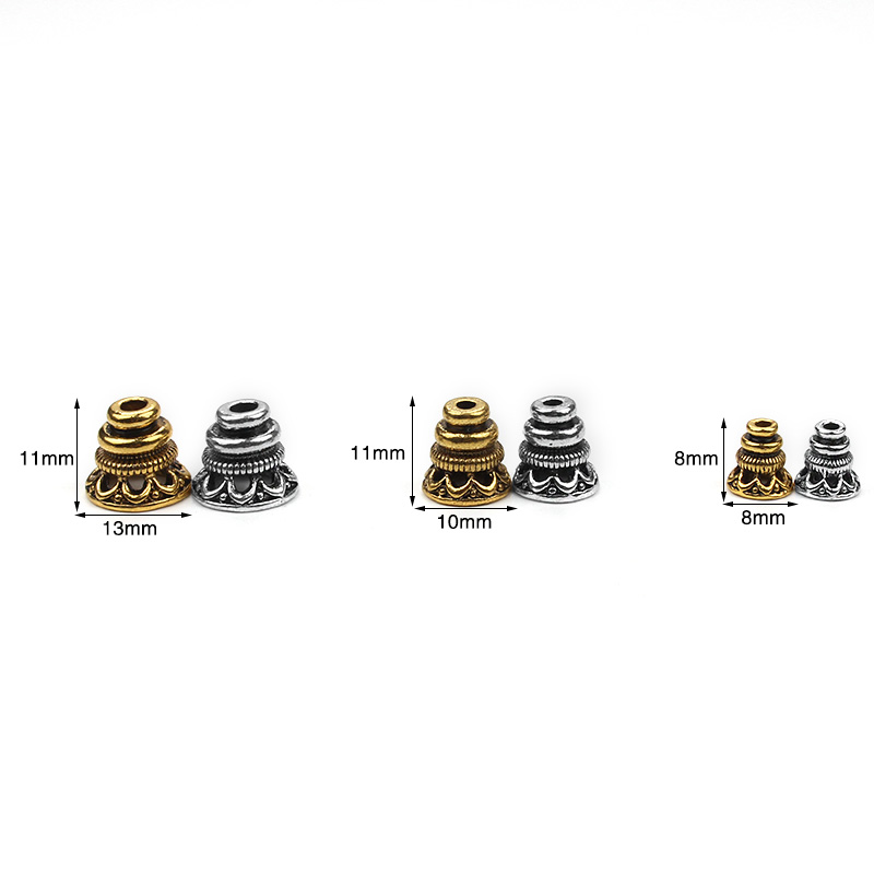 10pcs Antique gold Color Silver Color Necklace Cord Caps Engraved Cone Beads Caps End Caps For Jewelry Making DIY Accessories