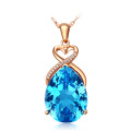 14K Rose Gold 3 Carats Sapphire Stone Pendant Women Pure Natural Blue Sapphire Gemstone 14K Rose Gold Necklace Jewelry Pendant