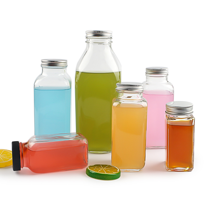 180ml French Square Glass Bottles With Lids Jpg