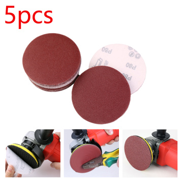 Tool Accessories 5pcs 125mm Red Circular Polishing Discs With Grits 80#-1000# Felt Wheel Polishing Sharpening Sand Paper