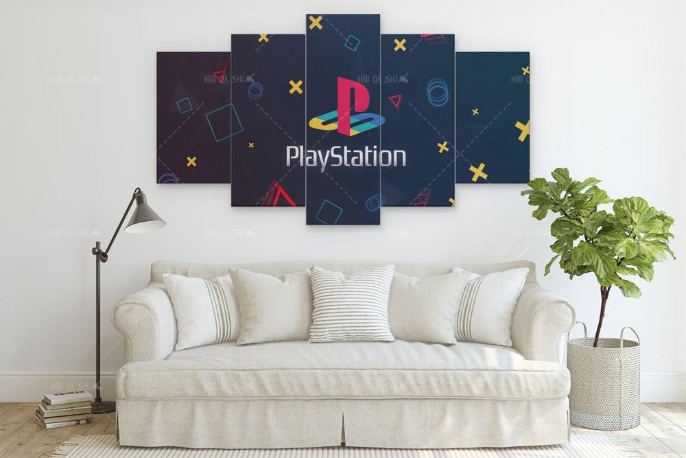 Modern Home Decor Posters PlayStation Logo 5 Piece Canvas Prints Poster Modular Wall Art Canvas Painting Picture For Living Room