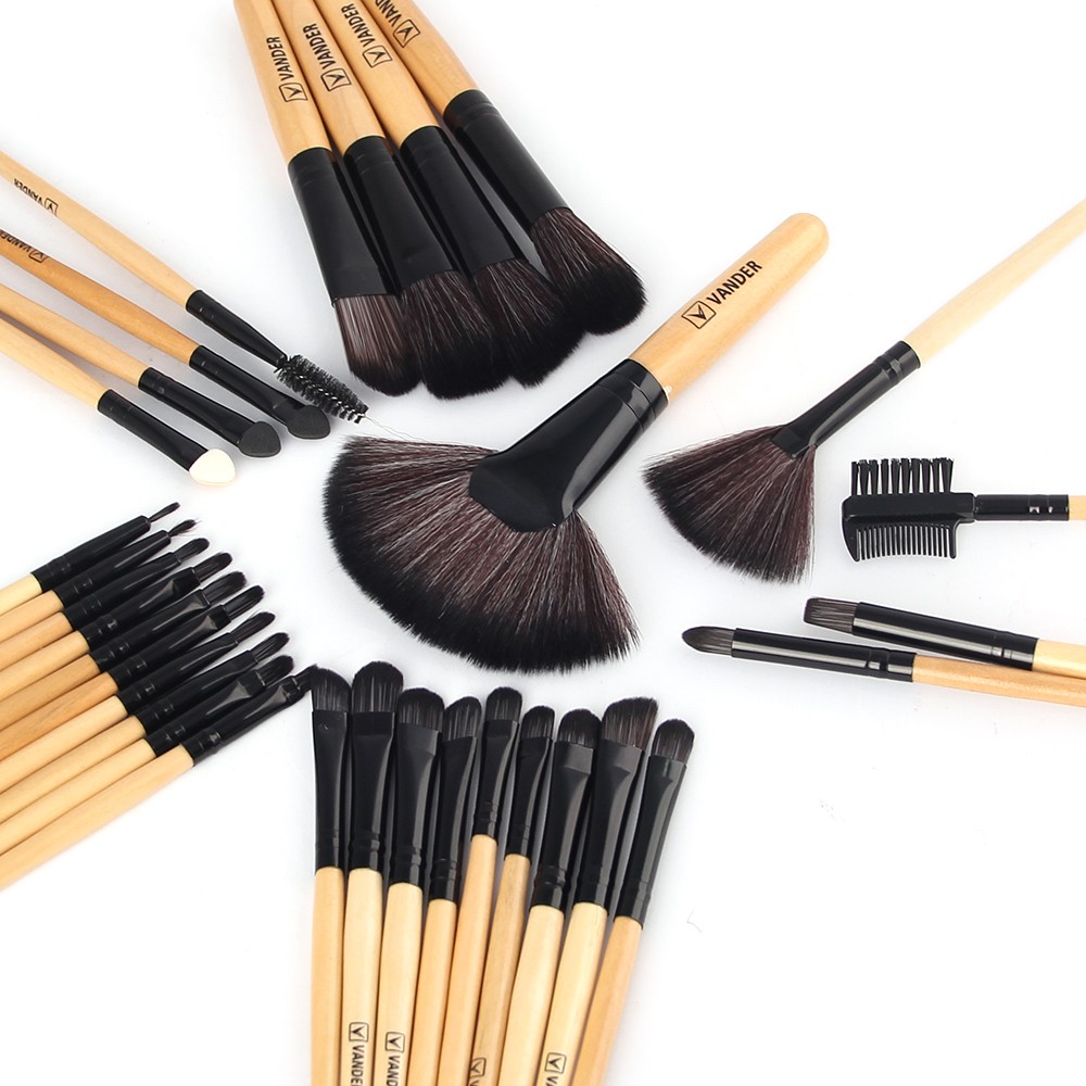 VANDER Pink Soft 32pcs Professional Cosmetics Eyebrow Shadow Lipstick Makeup Brush Kabuki Pinceaux Set Tools Kit & Make Up Case