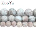Matte Blue Rain Stone Jaspers Beads Round Loose Spacer Bead For Jewelry Making Natural Stone 6 8 10mm 15"Strand Diy Accessories