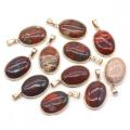 Oval Red Jasper Pendant for Making Jewelry Necklace 18X25MM