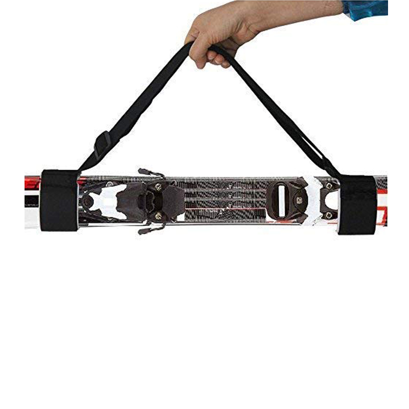 Adjustable Skiing Pole Shoulder Ski Carrier Straps Handle Straps Porter Hook Loop Protecting Black Nylon Ski Handle Strap Bags