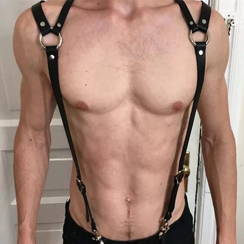 Fetish Men Gay Sexy Chest Harness Top Tanks PU Leather Adjustable Male Harness Sexy Leather Clothes for BDSM Bondage Men