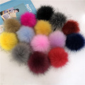 12CM DIY Luxury Fur PomPom Natural Fox Hairball Hat Ball Pom Pom Handmade Large Hair Ball Hat With rubber band
