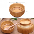 1pc Creative Kitchen Chinese Bamboo Bowl Round Ecologic Spice Natural Handcrafted Wooden Dip Bowl Kitchen Gadget Set Tool