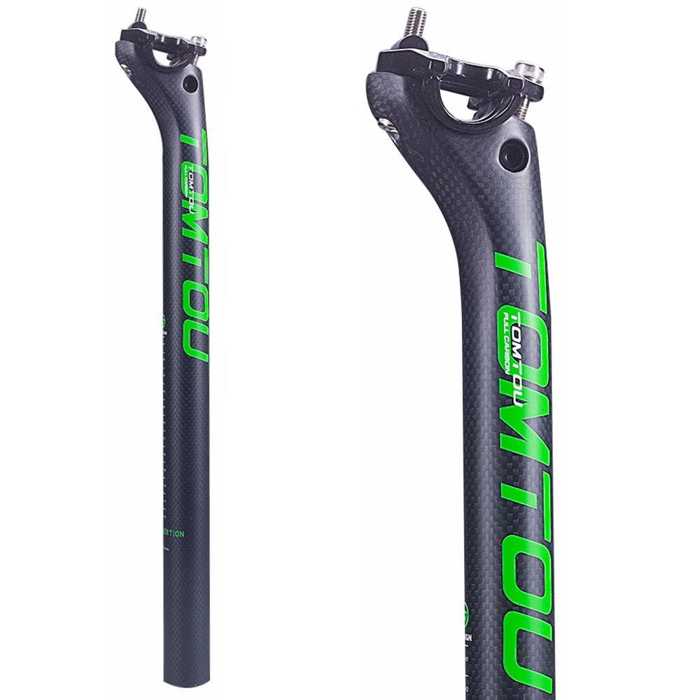 TOMTOU Matte Green Cycling Mountain Bike Handlebar Set 3K Carbon Fiber MTB Bicycle Handlebars + Seatpost + Stem - TG1T23