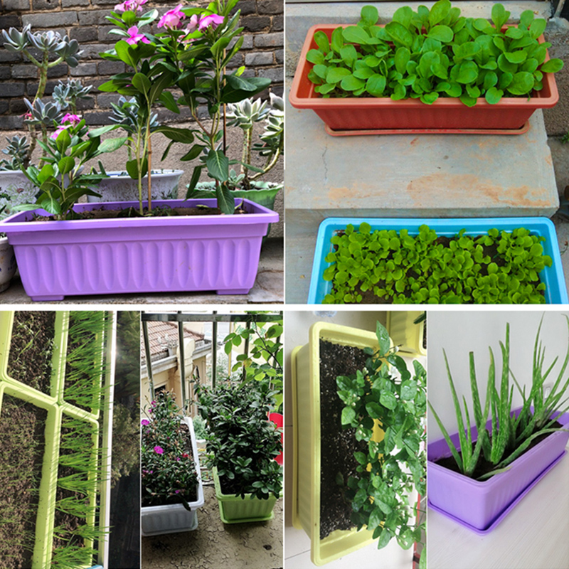 In Stock Flower Window Box PP Resin Rectangular Window Planters Vegetables Growing Container Garden Flower Plant Pot for Balcony