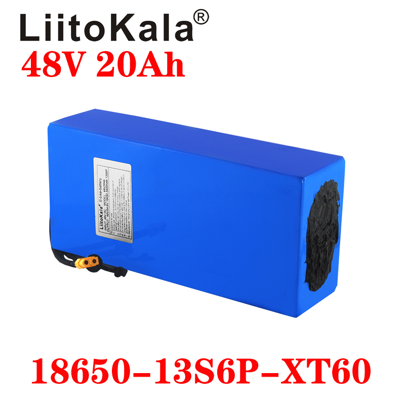 LiitoKala 18650 48V 20ah 13S6P Lithium Battery Pack 48V 20AH 1000W electric bicycle battery Built in 20A BMS 54.6V 2A charger