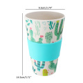 400ml Portable Practical Reusable Bamboo Fiber Silicone Cap Coffee Cups Eco Friendly Non-slip Printing Travel Mugs Useful