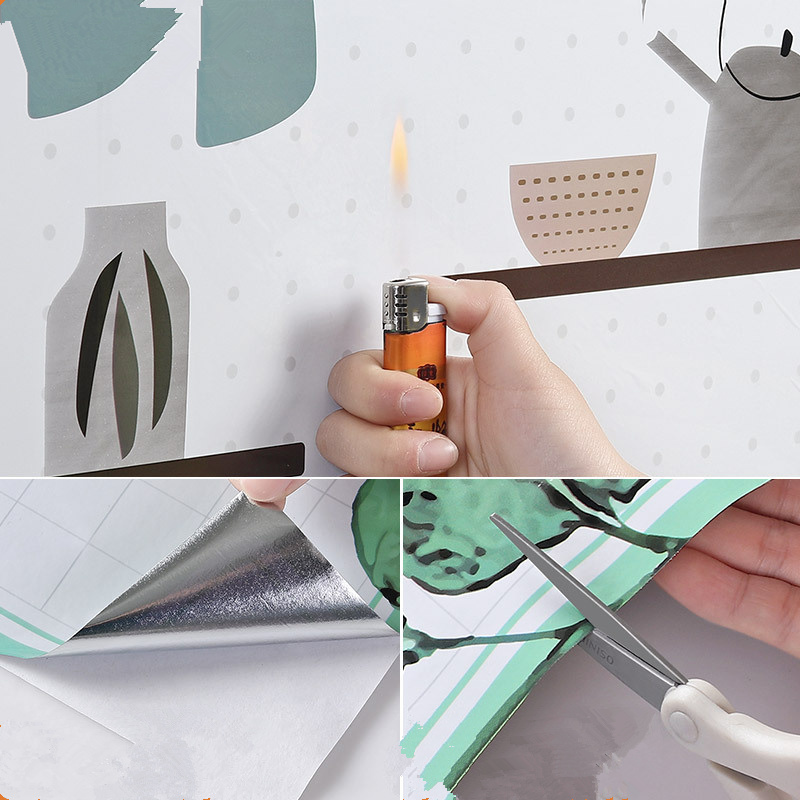 Aluminum Foil Kitchen Cupboard Sticker Waterproof Selfadhesive Wallpaper Cabinet Stove Wall Tile Wall Stickers Wall Hood Home De
