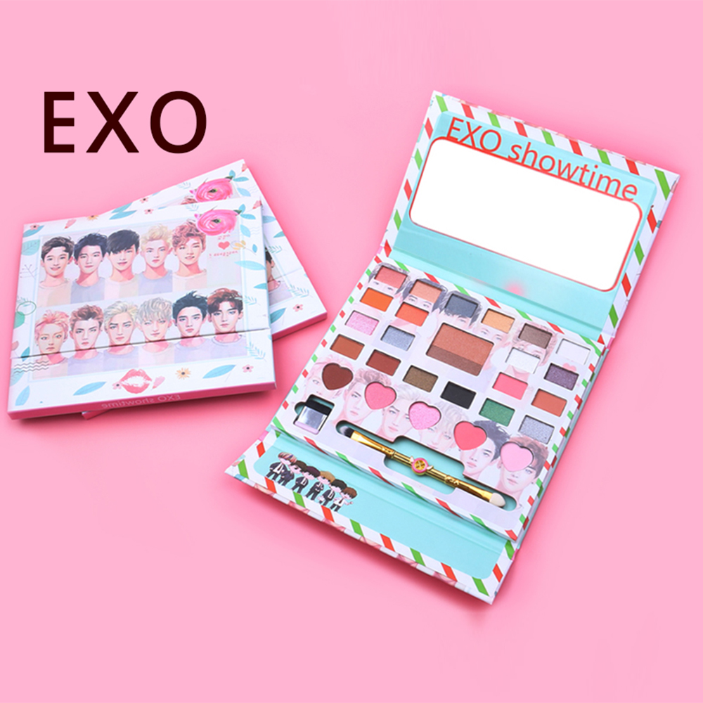 New Korea EXO Eye Makeup Nudes Palette 26Colors Matte Eyeshadow Pallete Glitter Powder Eye Shadow with Brush Set Stamp Pigment