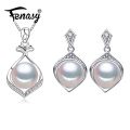 FENASY Pearl Jewelry sets Pearl Pendant Necklace Freshwater ethnic earrings bridal jewelry sets stud earrings for women