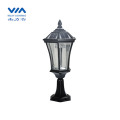 Victorian Black outdoor Solar led pillar lamp