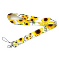 10Pcs Sunflowers Flower Mobile Phone Straps Lanyard For Keys Neck Strap ID Badge Holder Keycord Webbing Ribbon Keychain Lanyards