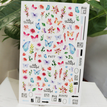 3D Nail Sticker Decals Self-adhesive Design Stickers for Nails Butterfly Flower Grass Stickers for Manicure Nail Art Decoration