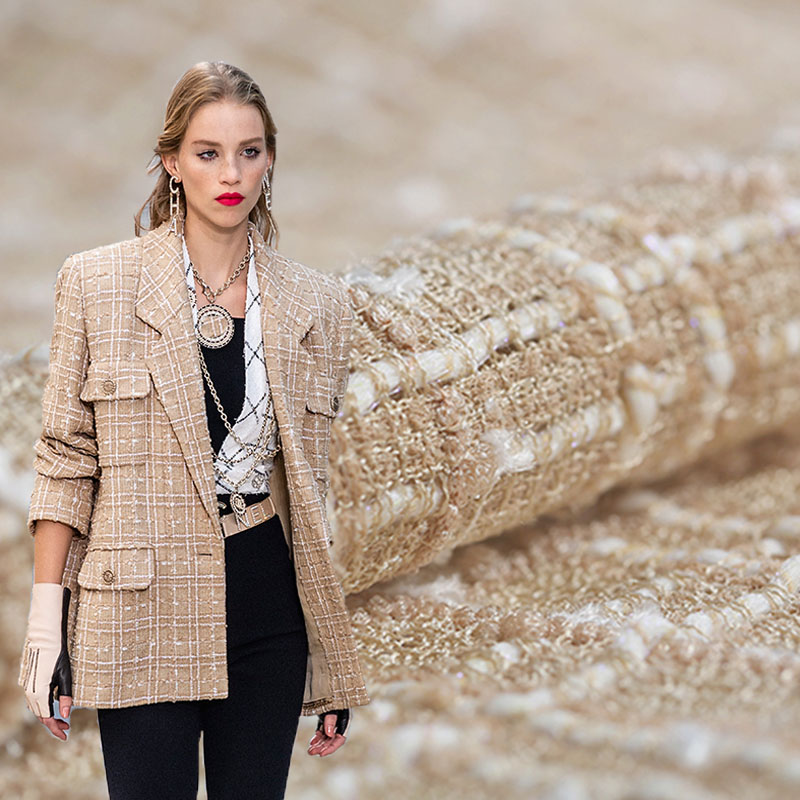 2019 linen woolen weaving soft tweed fabric for coat christmas tissus au metre telas bazin riche getzner tissu tecido tela DIY