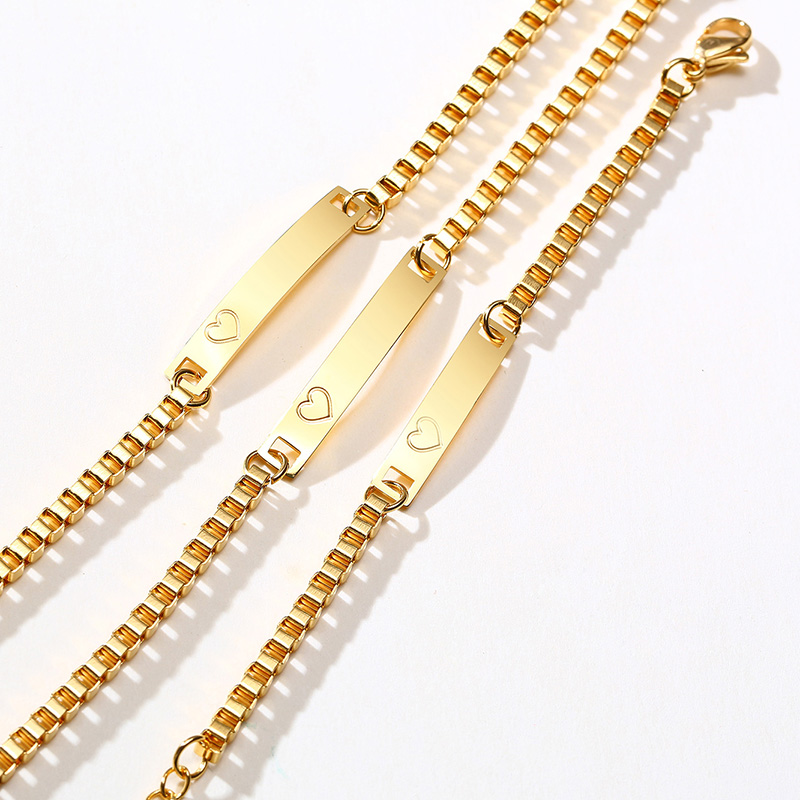 Custom Baby Name Bracelet Gold Bar Personalized Engraved Safty Stainless Steel Newborn Children Infant Bracelet 12cm 15cm