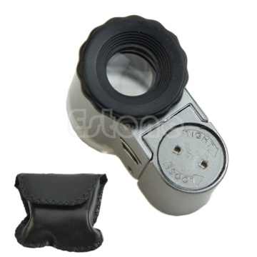 60X Microscope Illuminated Magnifier Glass Jeweler Loupe Lens With LED UV Light Sep12 Whosale&DropShip