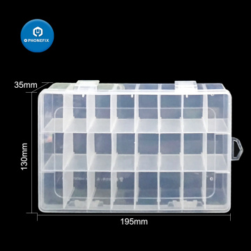 24 Grids Plastic Storage Box for Phone Accessories Replacement Parts Container Practical Electronics Repair Organizer