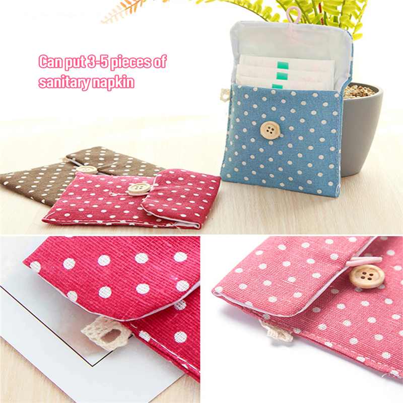 Travel Outdoor Holder Bags Sanitary Pad Sanitary Napkin Bag Towel Bag Women Lady Cotton Full Dots Sanitary Napkin Bags Dropship