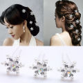 5PCS Lovely Pearl Snowflake Hair Clips Wedding Bridal Crystal Rhinestone HairPins Women Hair Jewelry
