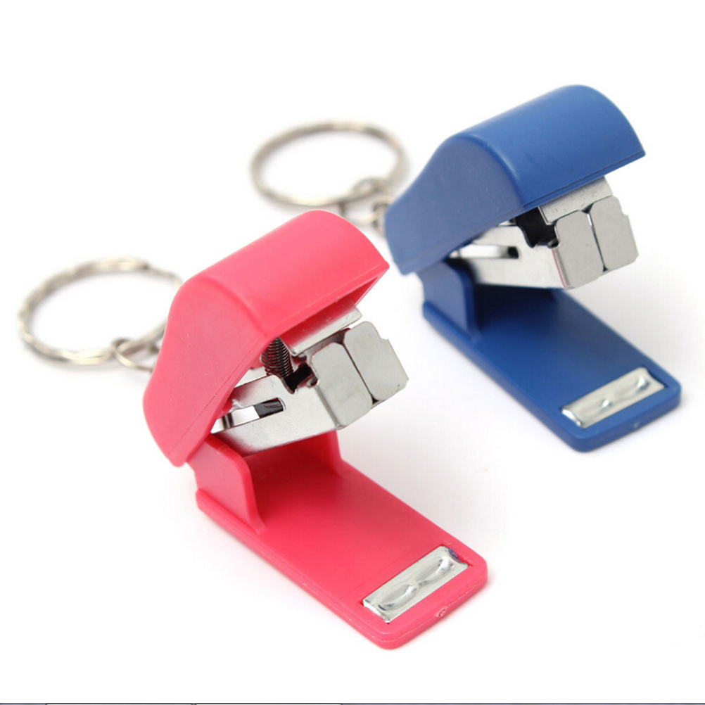 Mini Stapler Office School Paper Document Bookbinding Staplers with Keychain Stationery Accessories