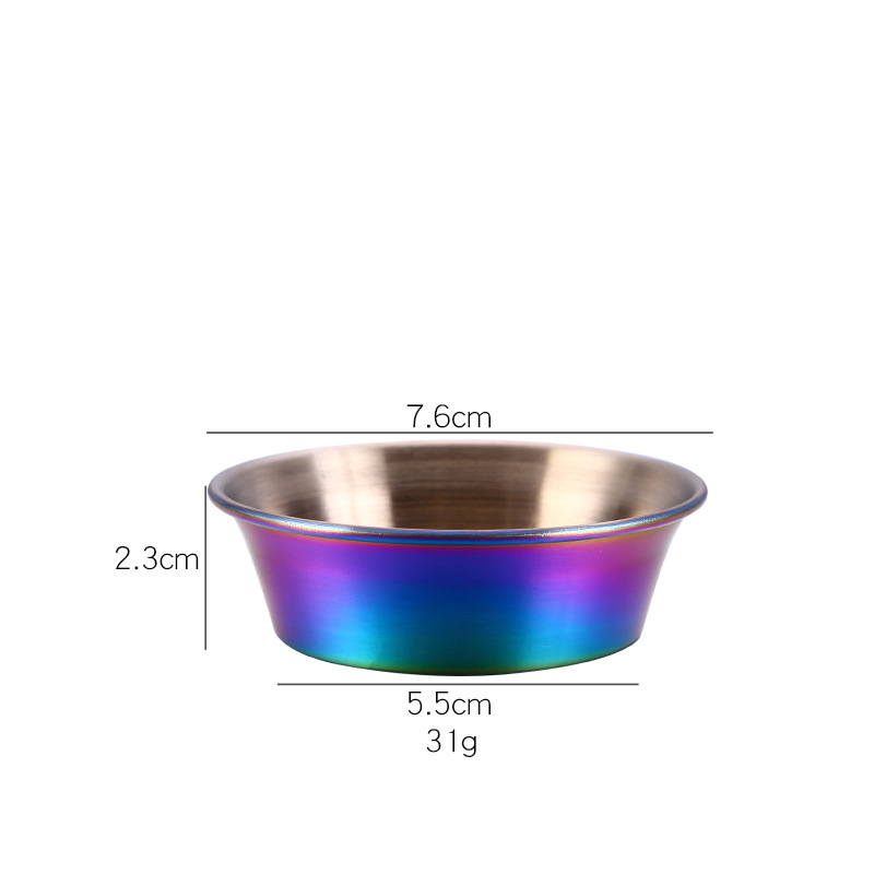 304 stainless steel seasoning plate gold-plated sauce dish restaurant snack dish sanding colorful cup bowl